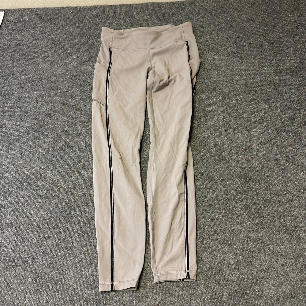 Lululemon Leggings Womens Size 8 Taupe Speed Up High Rise Pockets Reflective